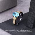 China Supplier Two Tone Plated Blue Oval Ring Zirconia Stones Price